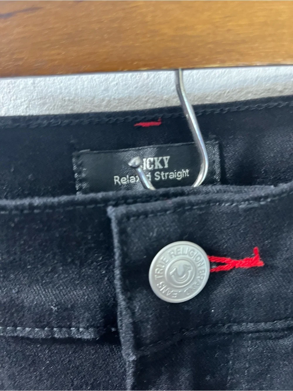 True Religion Ricky Applique SN Flap Straight “2SB Black Rinse” 32x30 #701564